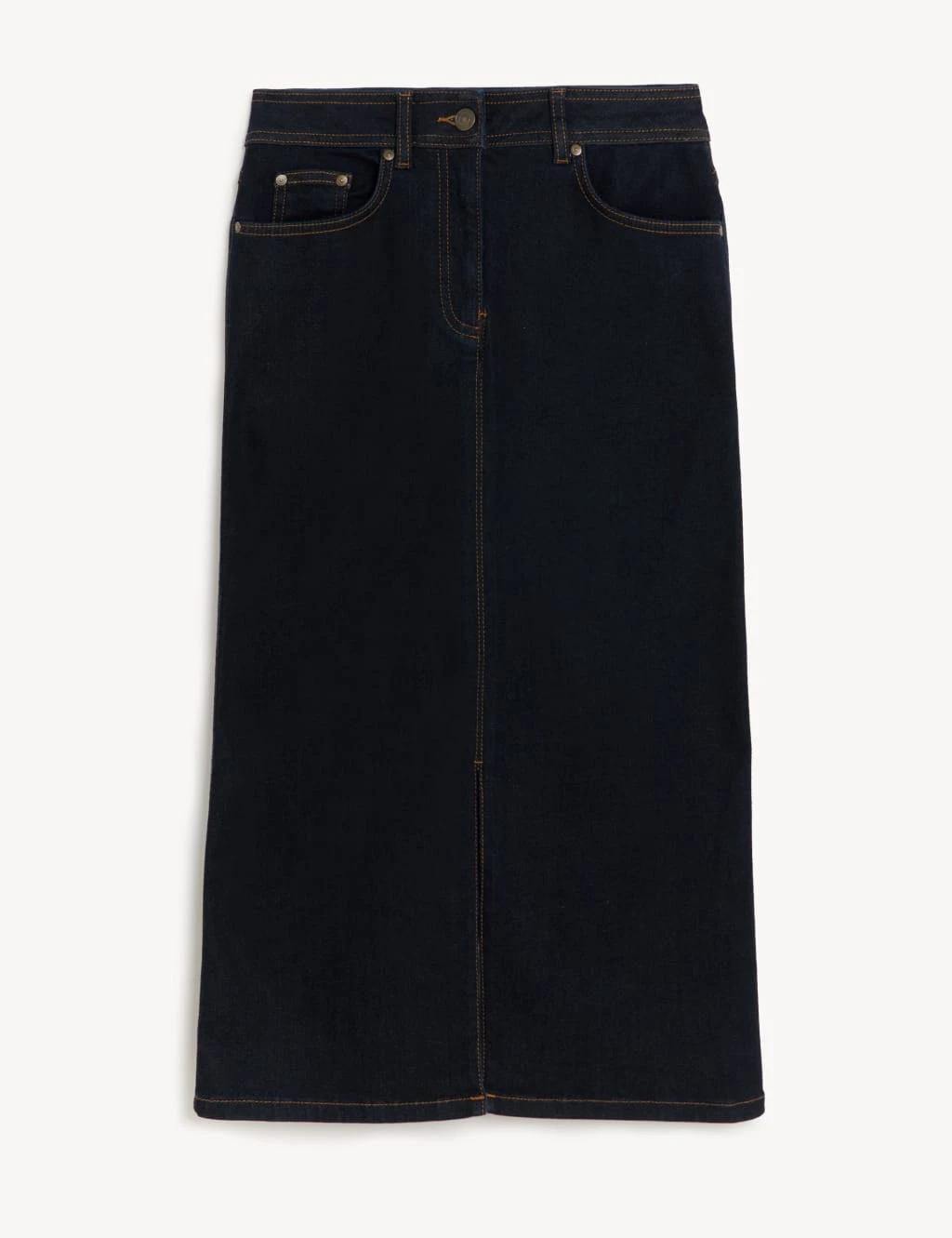 Denim Button Front Midaxi A-Line Skirt 2 Denim Button Front Midaxi A-Line Skirt - Image 2