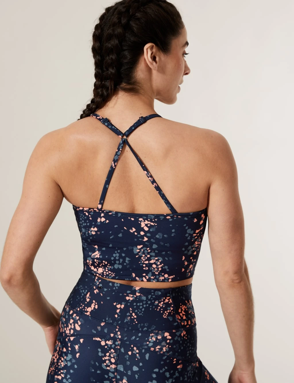 Printed Strappy Cross Back Crop Top 1 Printed Strappy Cross Back Crop Top