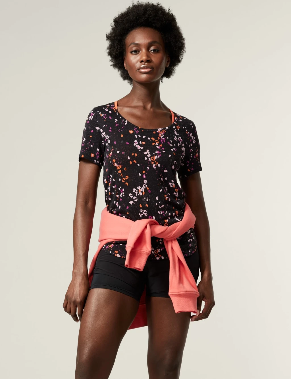 Printed Scoop Neck 2-in-1 T-Shirt 1 Printed Scoop Neck 2-in-1 T-Shirt