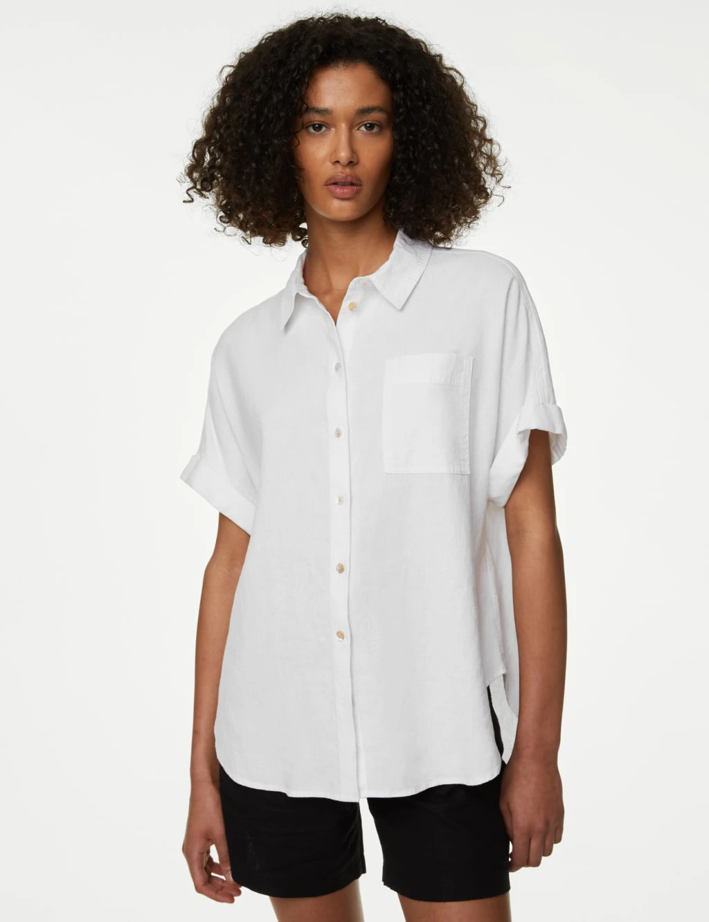 Linen Rich Collared Button Through Shirt 3 Linen Rich Collared Button Through Shirt - Image 3