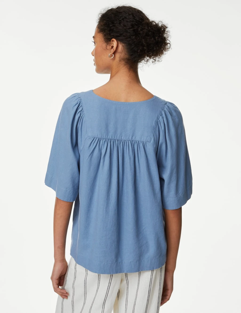 Linen Rich V-Neck Relaxed Blouse 5 Linen Rich V-Neck Relaxed Blouse - Image 5