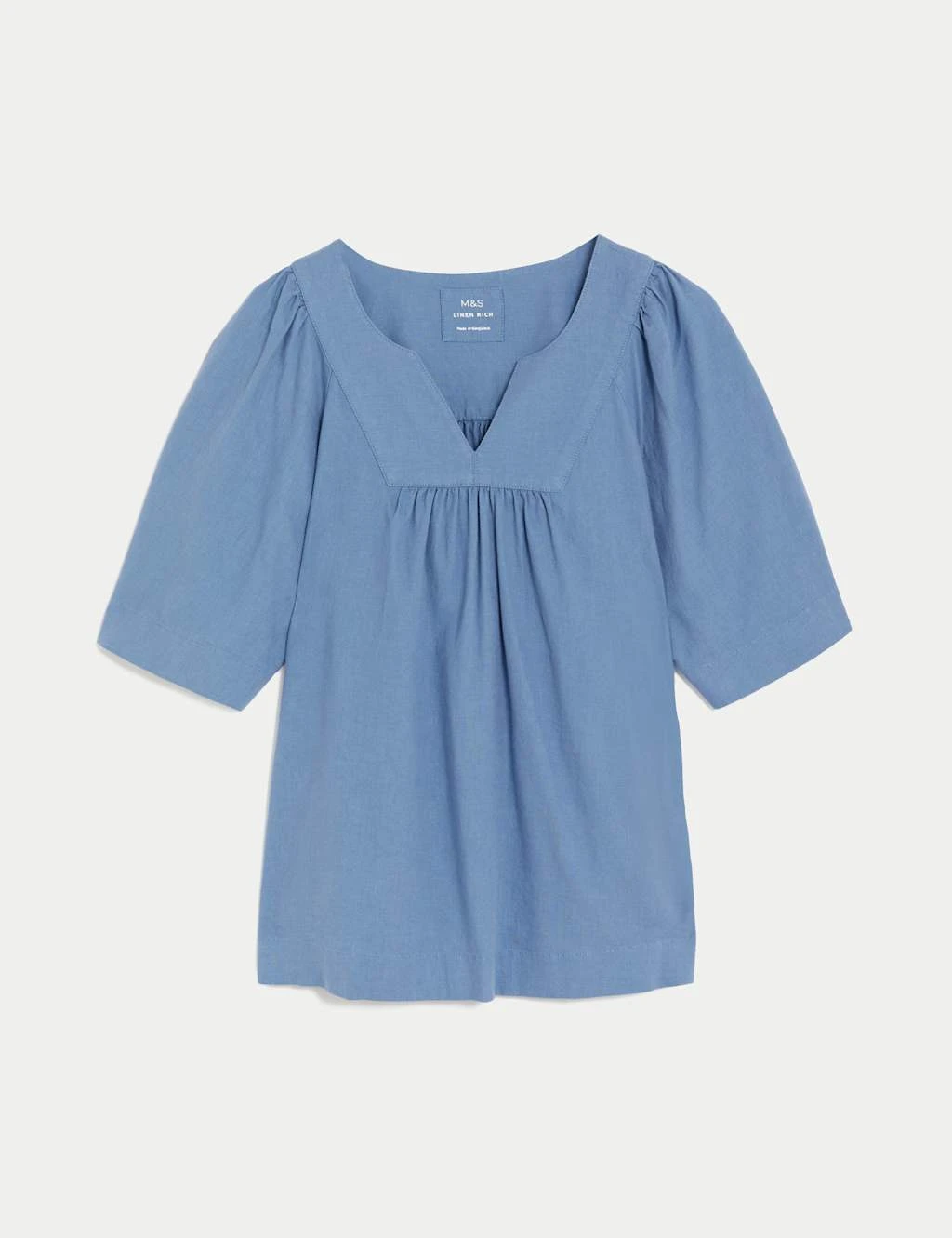 Linen Rich V-Neck Relaxed Blouse 2 Linen Rich V-Neck Relaxed Blouse - Image 2