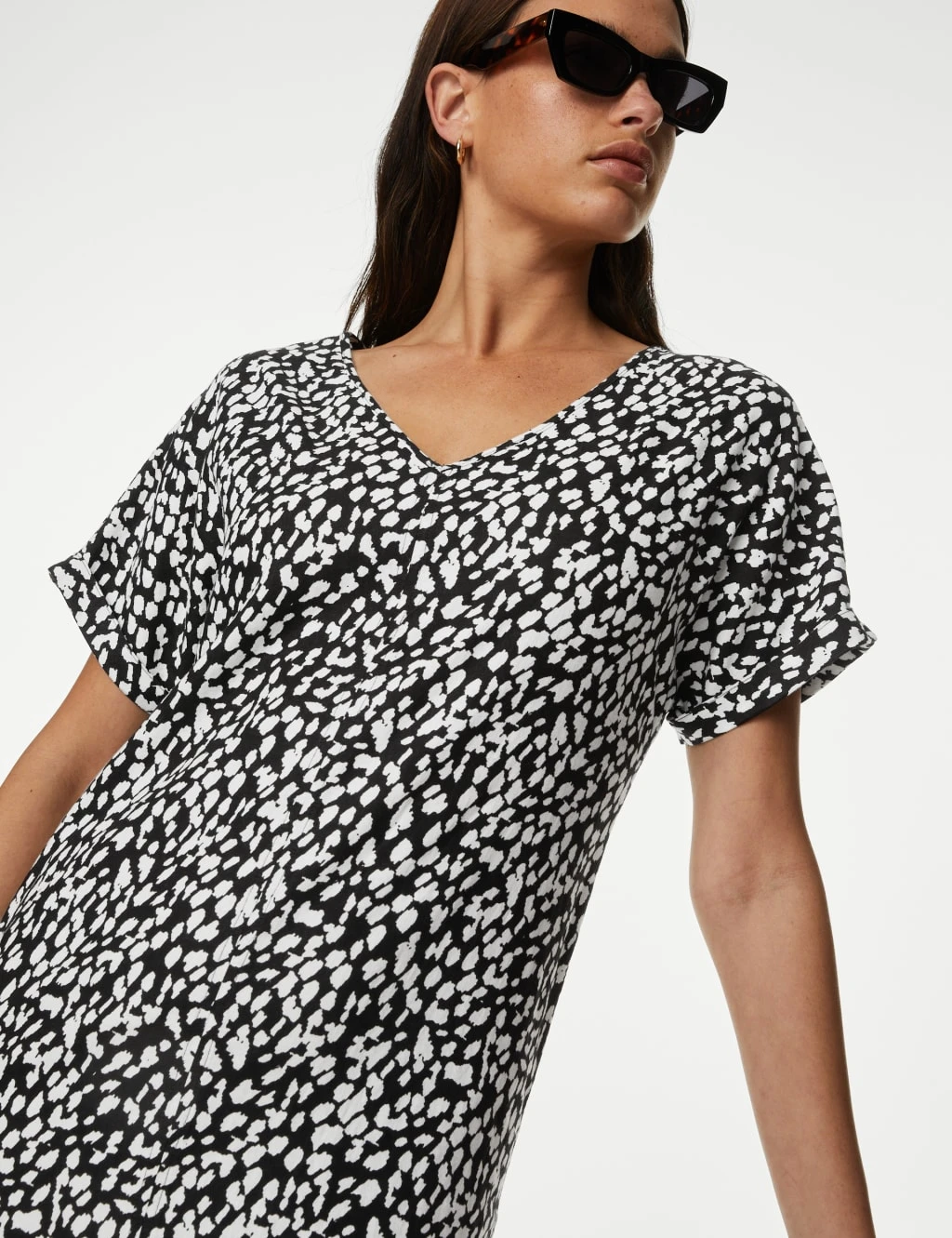 Linen Rich Printed Midi Dress 3 Linen Rich Printed Midi Dress - Image 3