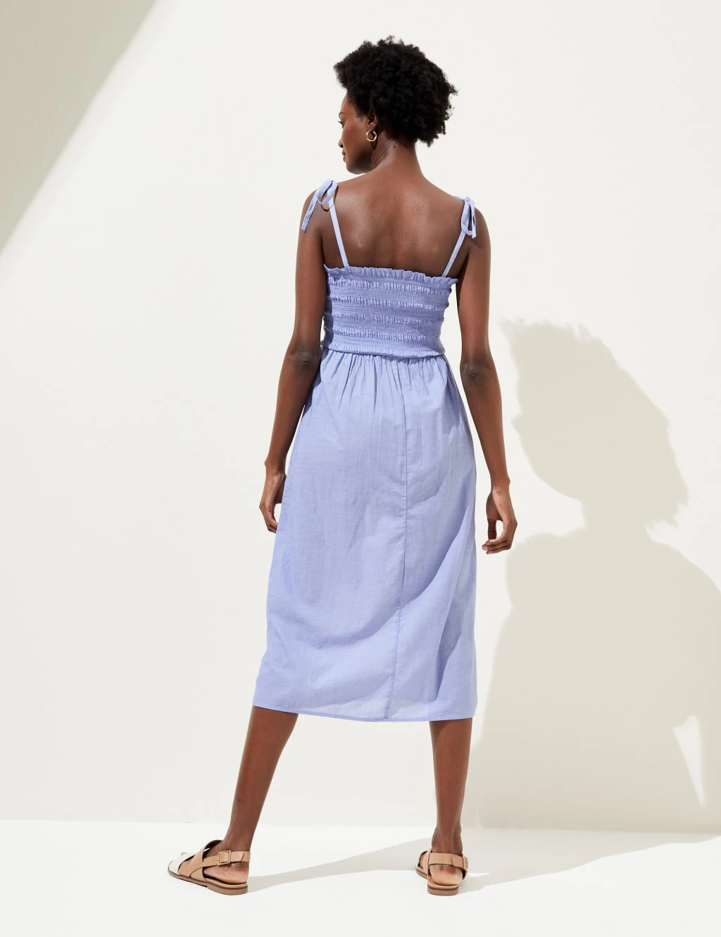 Pure Cotton Shirred Midi Beach Dress 5 Pure Cotton Shirred Midi Beach Dress - Image 5