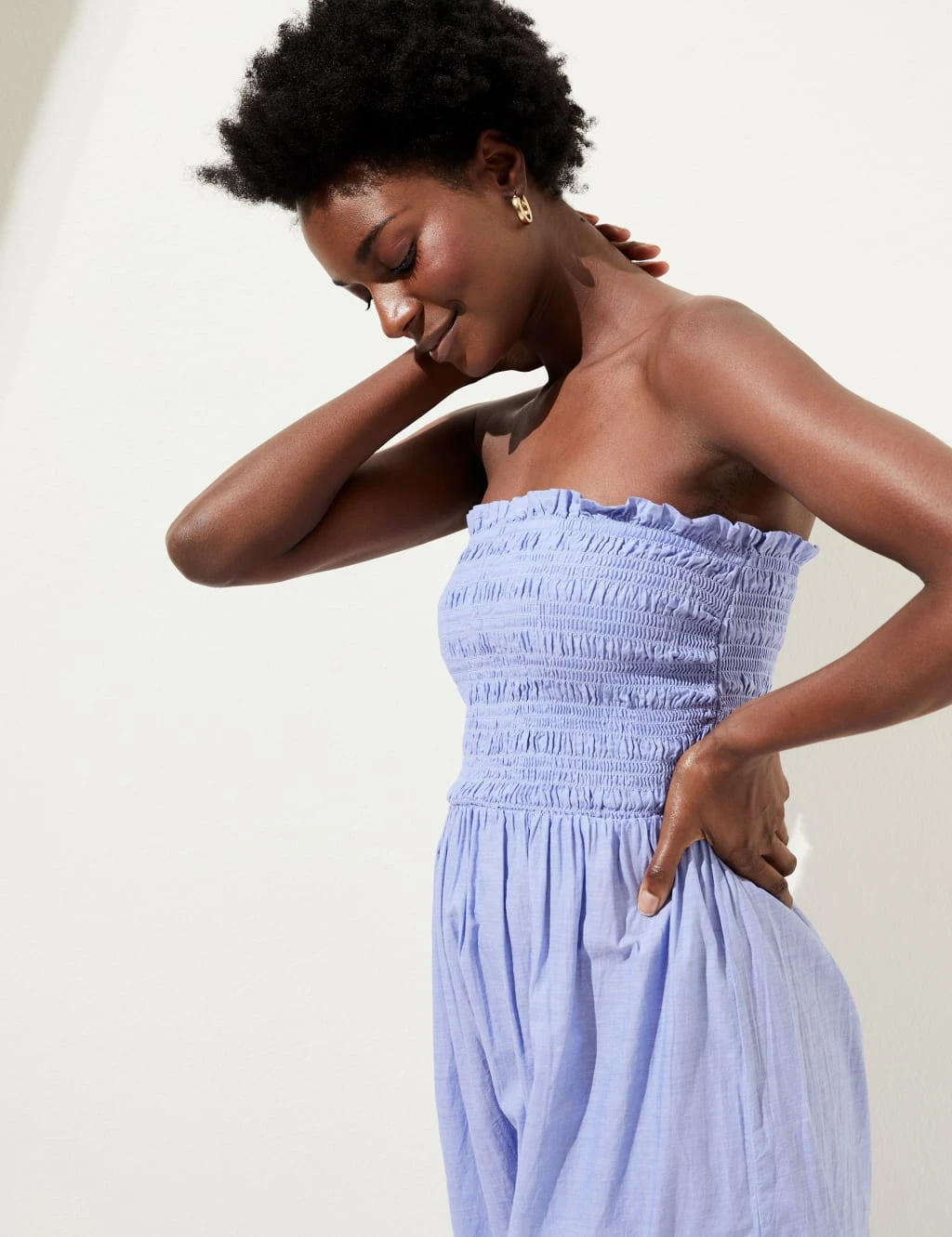 Pure Cotton Shirred Midi Beach Dress 6 Pure Cotton Shirred Midi Beach Dress - Image 6