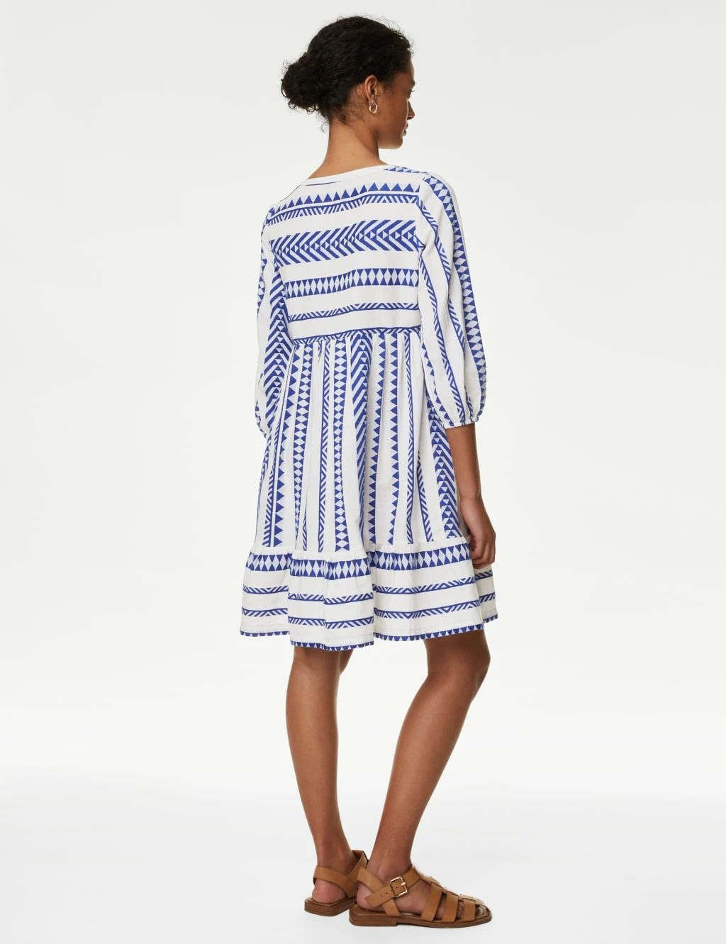 Cotton Rich Jacquard Mini Smock Beach Dress 4 Cotton Rich Jacquard Mini Smock Beach Dress - Image 4