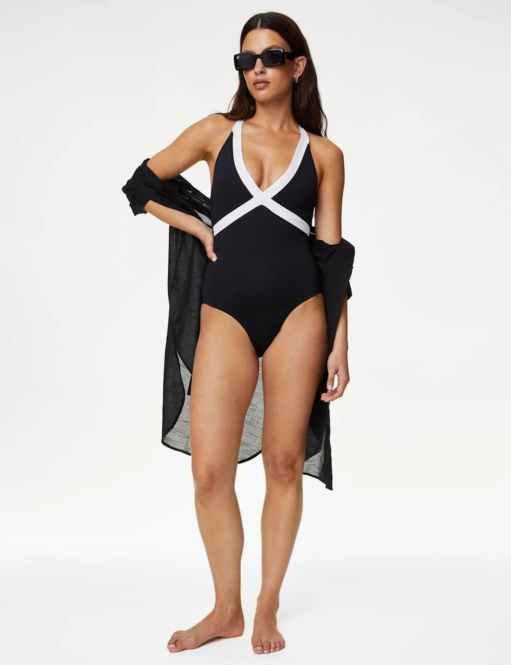 Monochrome Padded Plunge Swimsuit 3 Monochrome Padded Plunge Swimsuit - Image 3