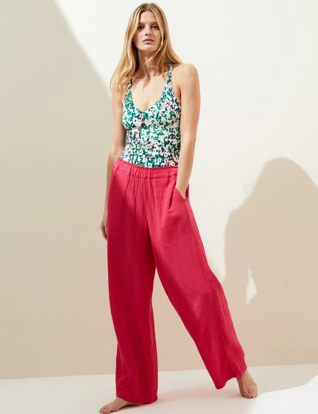 Printed Tie Detail Plunge V-Neck Swimsuit 1 Printed Tie Detail Plunge V-Neck Swimsuit