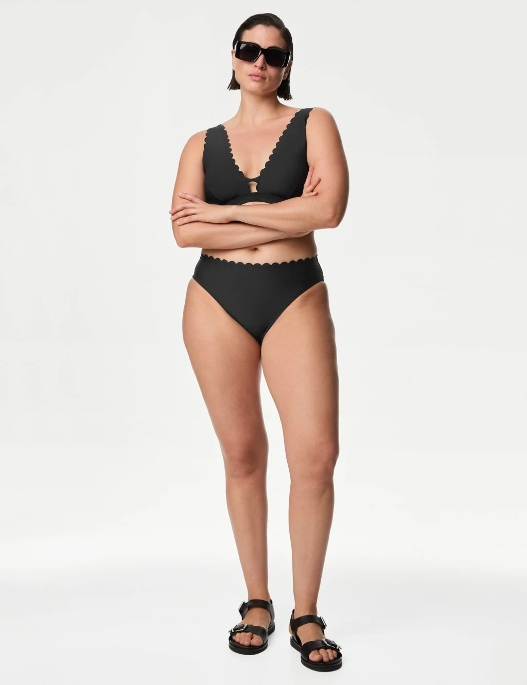 Neoprene Scallop High Leg Bikini Bottoms 1 Neoprene Scallop High Leg Bikini Bottoms