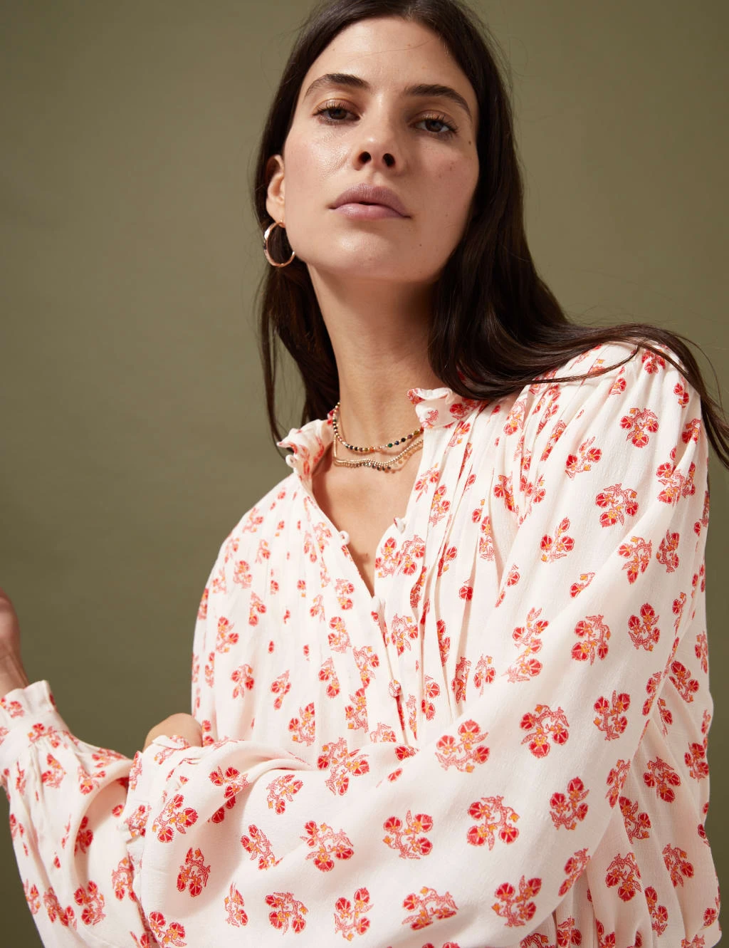 Floral Pintuck Long Sleeve Blouse 3 Floral Pintuck Long Sleeve Blouse - Image 3