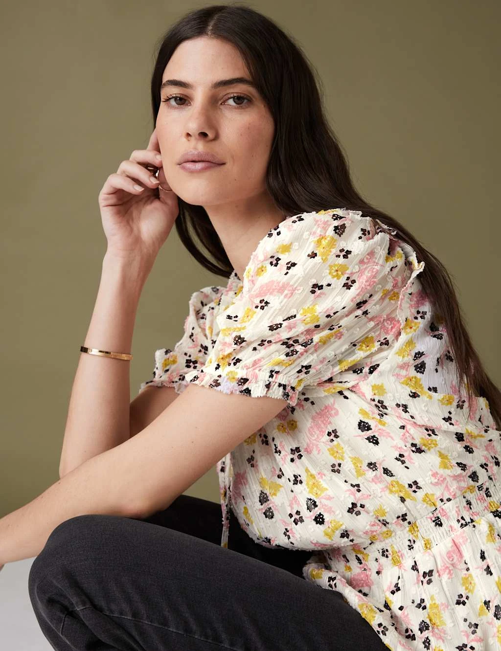 Sparkly Floral Waisted Blouse 1 Sparkly Floral Waisted Blouse