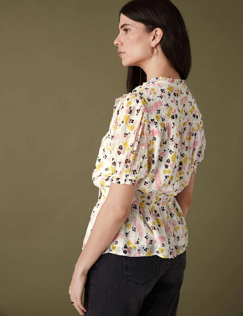 Sparkly Floral Waisted Blouse 5 Sparkly Floral Waisted Blouse - Image 5