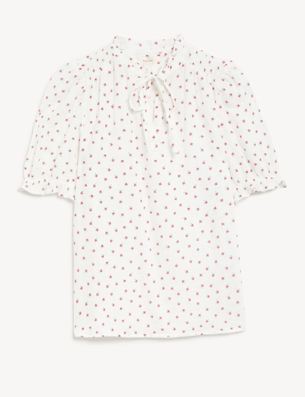 Cotton Rich Textured Floral V-Neck Blouse 2 Cotton Rich Textured Floral V-Neck Blouse - Image 2