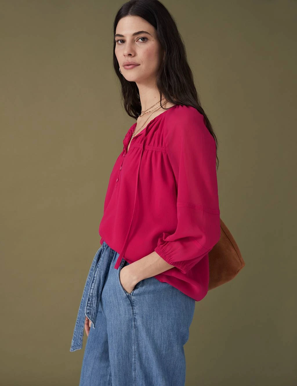 Notch Neck Button Detail Blouse 4 Notch Neck Button Detail Blouse - Image 4