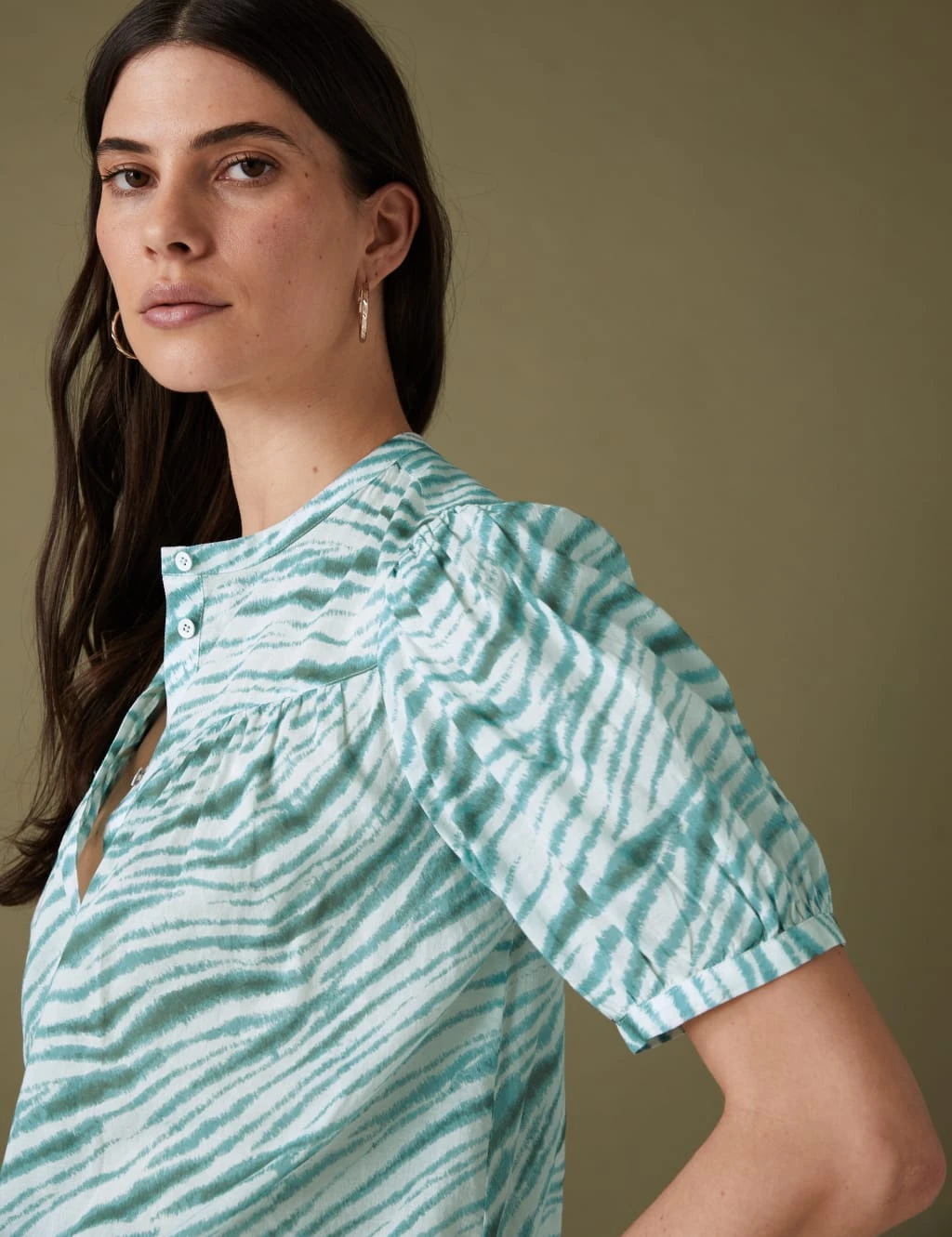 Pure Cotton Printed Short Sleeve Blouse 1 Pure Cotton Printed Short Sleeve Blouse