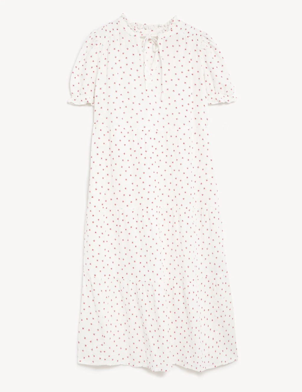 Cotton Rich Floral Tie Neck Midi Dress 2 Cotton Rich Floral Tie Neck Midi Dress - Image 2