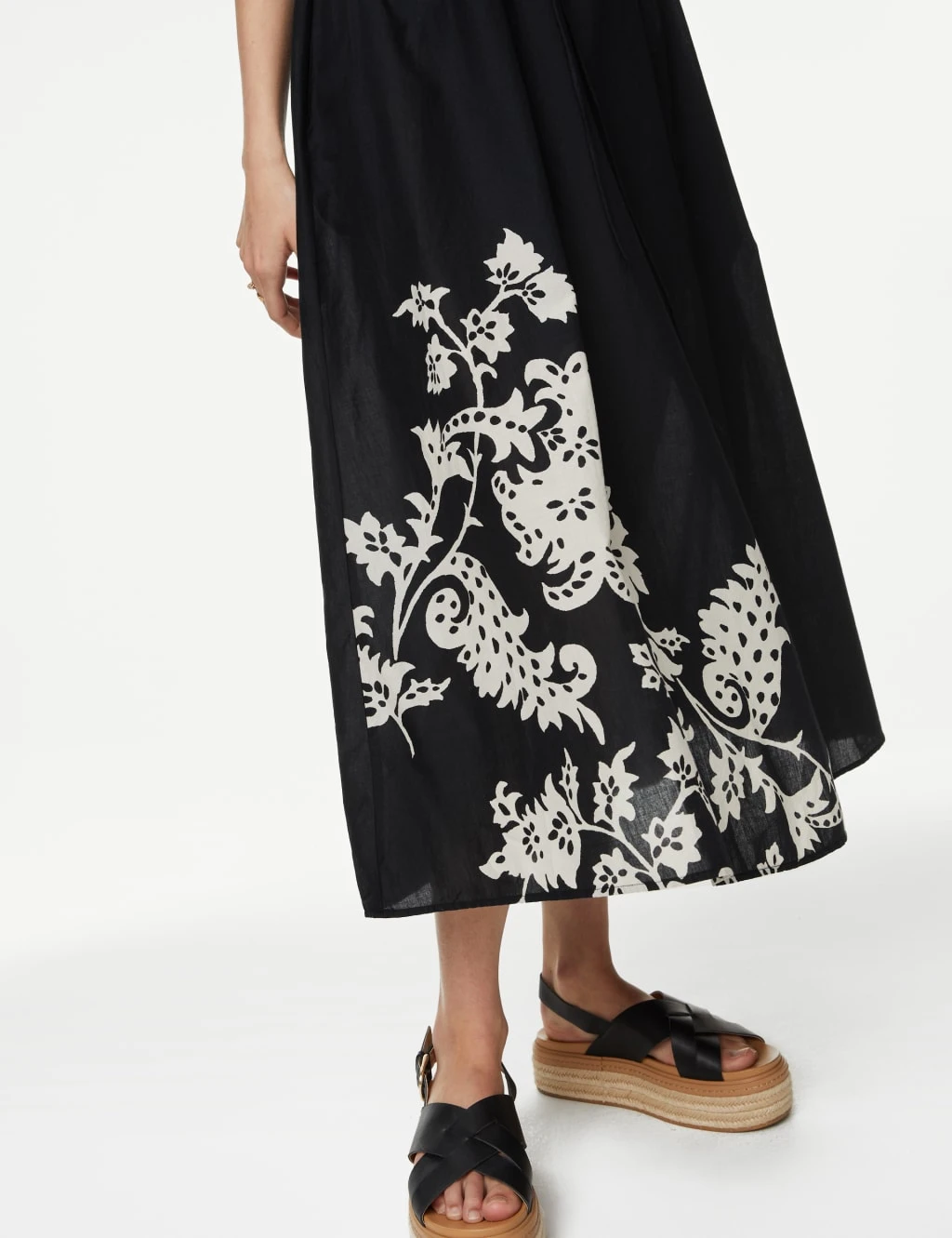 Pure Cotton Floral Square Neck Midaxi Dress 5 Pure Cotton Floral Square Neck Midaxi Dress - Image 5