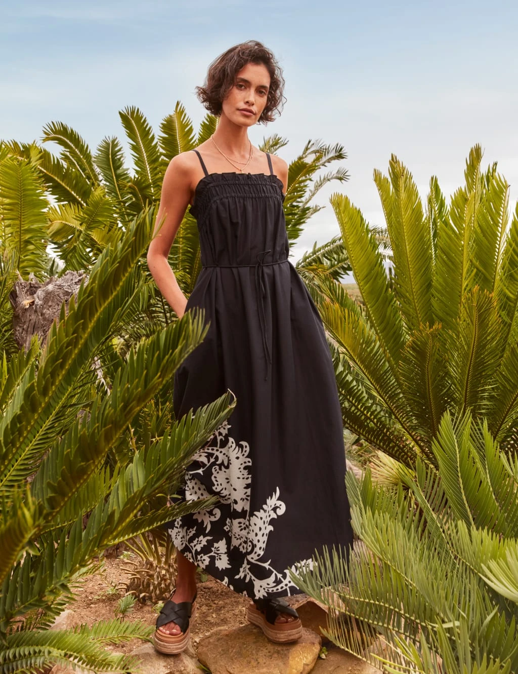 Pure Cotton Floral Square Neck Midaxi Dress 6 Pure Cotton Floral Square Neck Midaxi Dress - Image 6