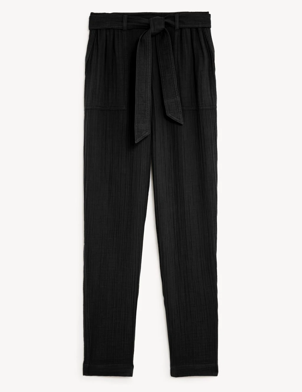 Pure Cotton Belted Tapered Trousers 2 Pure Cotton Belted Tapered Trousers - Image 2