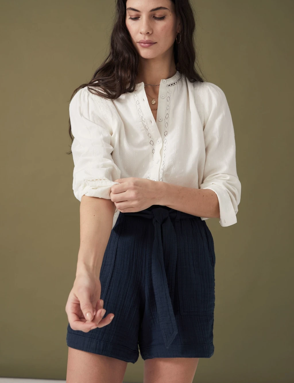 Pure Cotton High Waisted Belted Shorts 4 Pure Cotton High Waisted Belted Shorts - Image 4