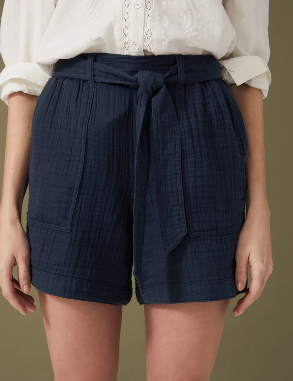 Pure Cotton High Waisted Belted Shorts 5 Pure Cotton High Waisted Belted Shorts - Image 5