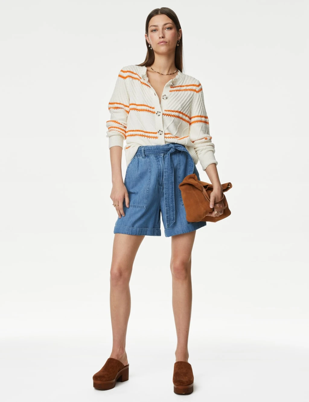 Denim High Waisted Belted Shorts 1 Denim High Waisted Belted Shorts