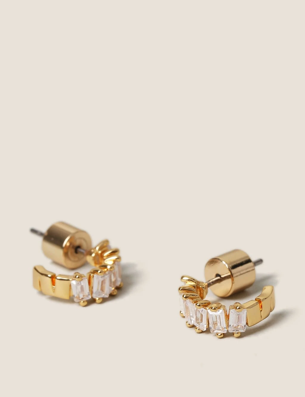 14ct Gold Plated Cubic Zirconia Hoop Earrings 2 14ct Gold Plated Cubic Zirconia Hoop Earrings - Image 2