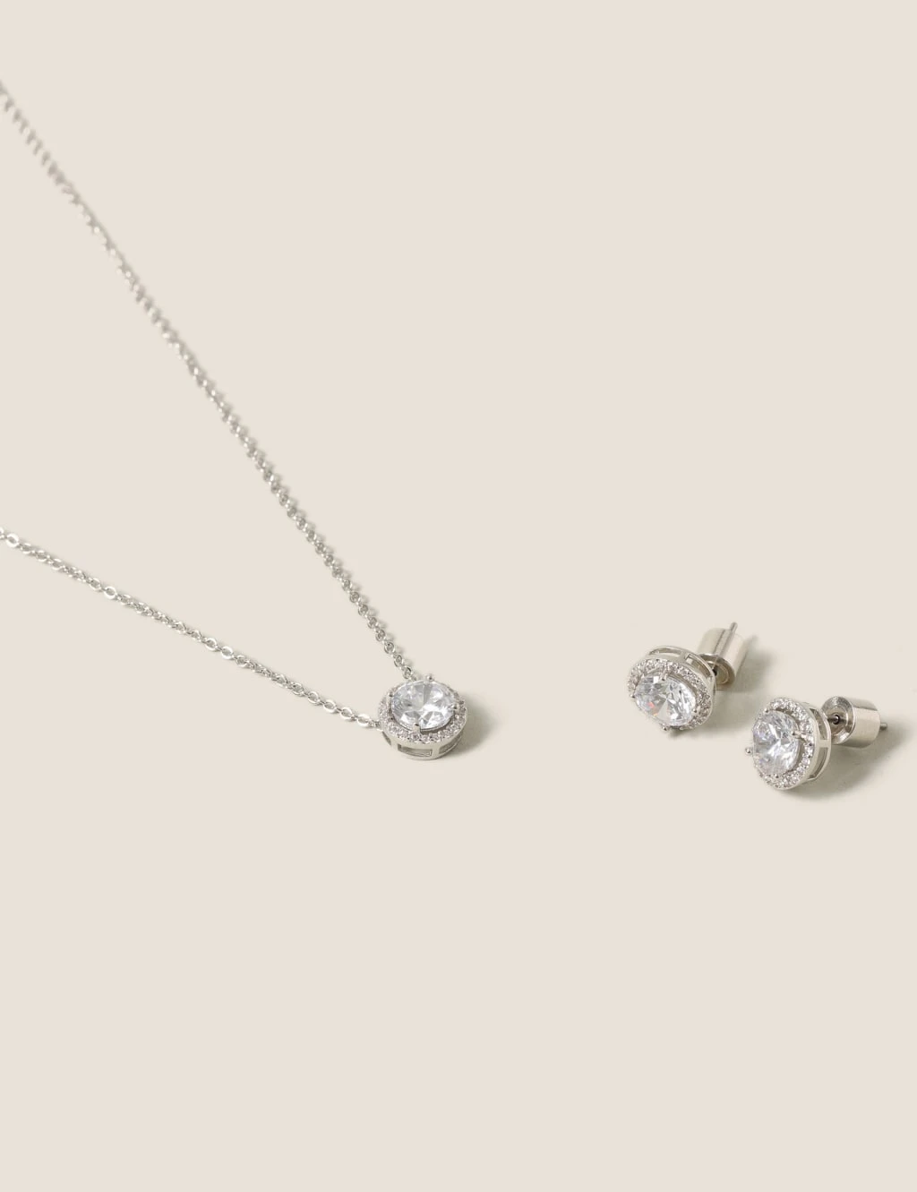 Platinum Plated Cubic Zirconia Earring & Pendant Set 2 Platinum Plated Cubic Zirconia Earring & Pendant Set - Image 2