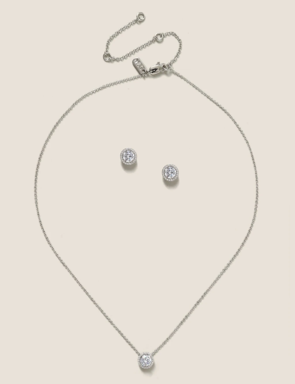 Platinum Plated Cubic Zirconia Earring & Pendant Set 1 Platinum Plated Cubic Zirconia Earring & Pendant Set