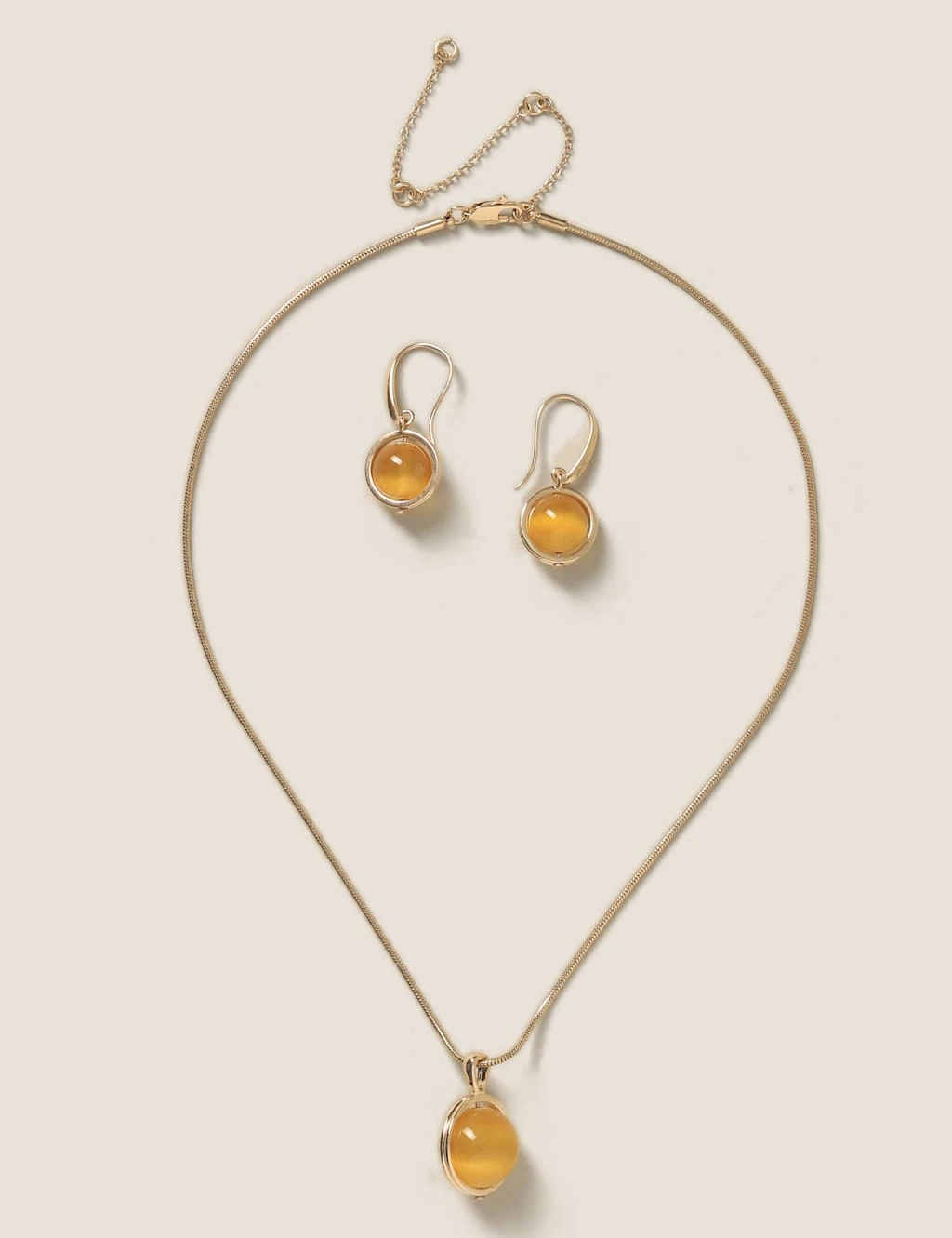 Gold Tone Yellow Earring & Necklace Set 2 Gold Tone Yellow Earring & Necklace Set - Image 2