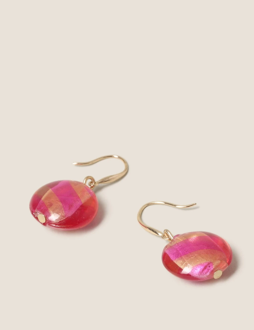 Pink Glass Pearl Drop Earrings 1 Pink Glass Pearl Drop Earrings