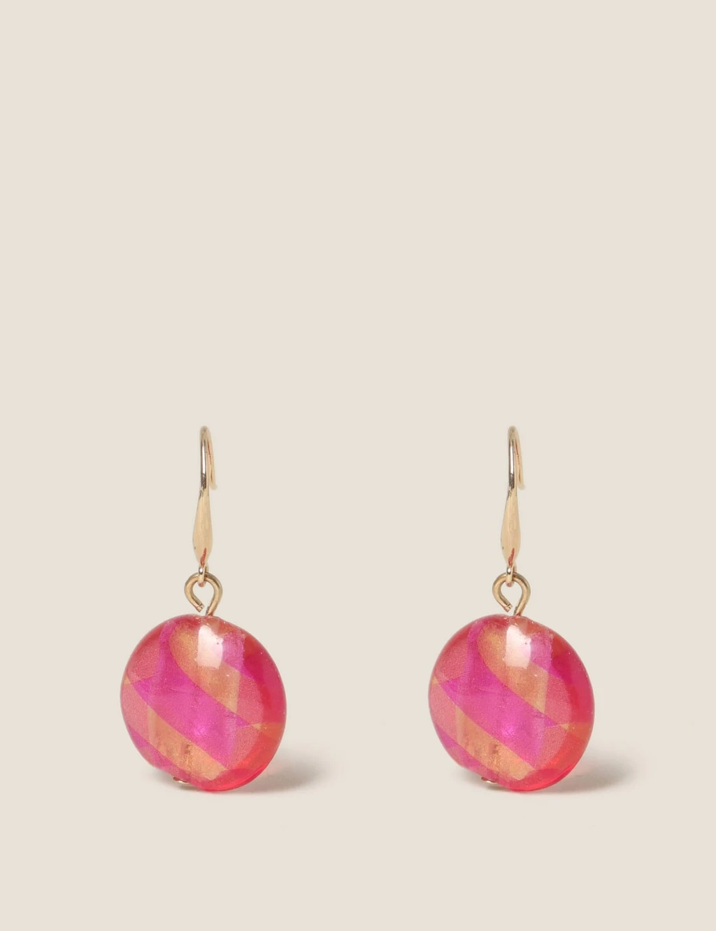 Pink Glass Pearl Drop Earrings 2 Pink Glass Pearl Drop Earrings - Image 2