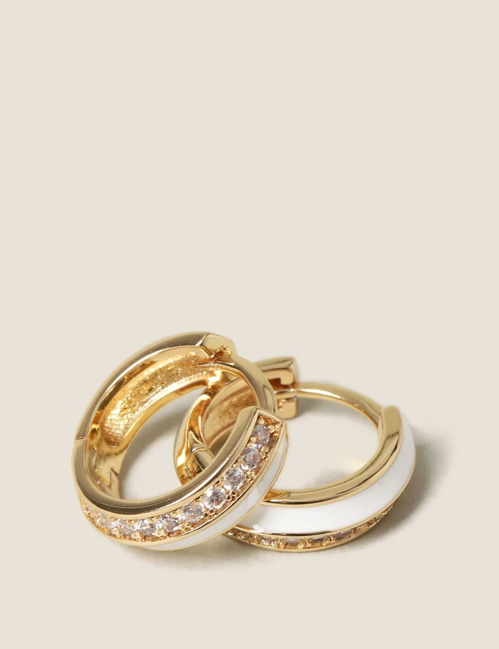 14ct Gold Plated Cubic Zirconia Enamel Hoops 2 14ct Gold Plated Cubic Zirconia Enamel Hoops - Image 2