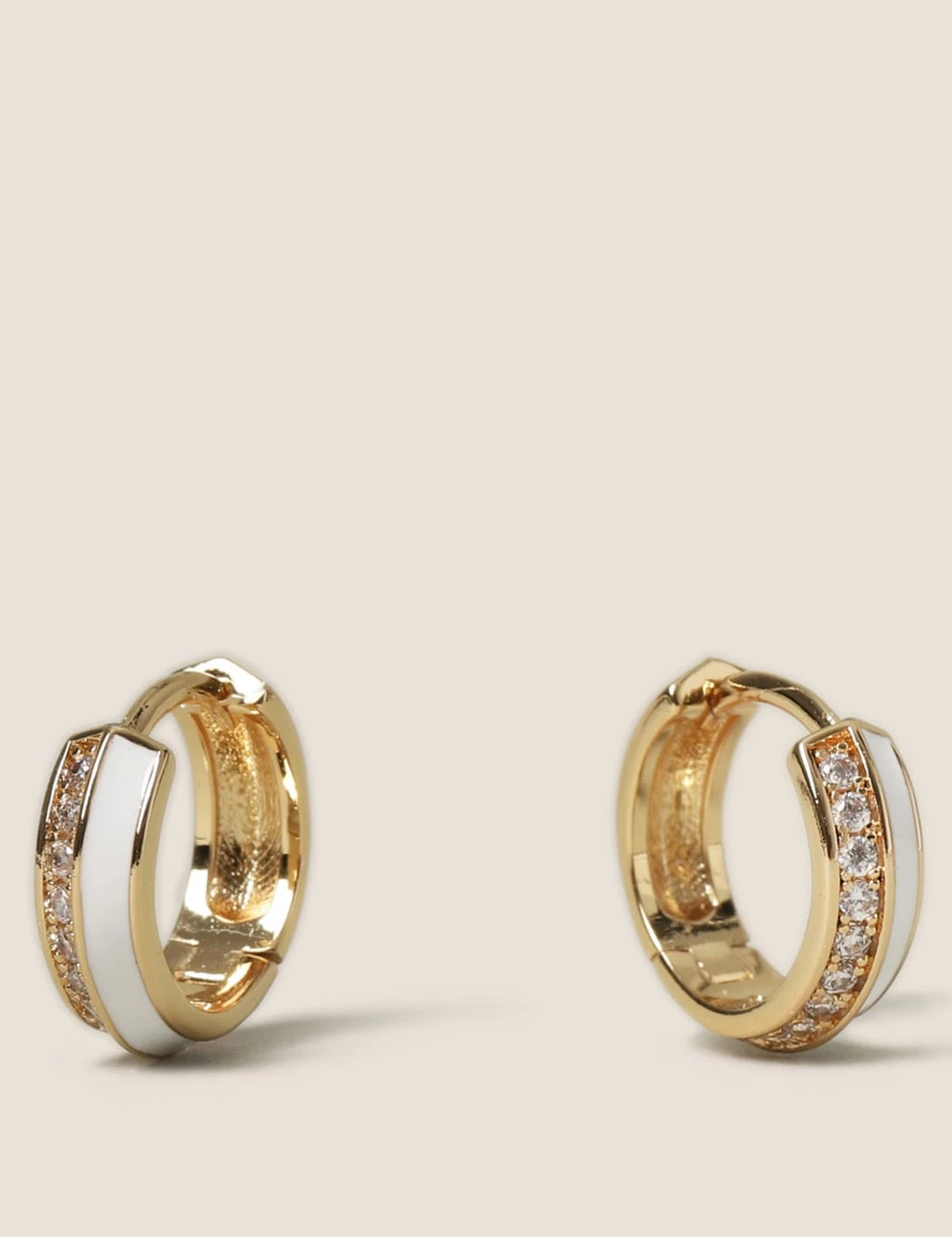 14ct Gold Plated Cubic Zirconia Enamel Hoops 1 14ct Gold Plated Cubic Zirconia Enamel Hoops