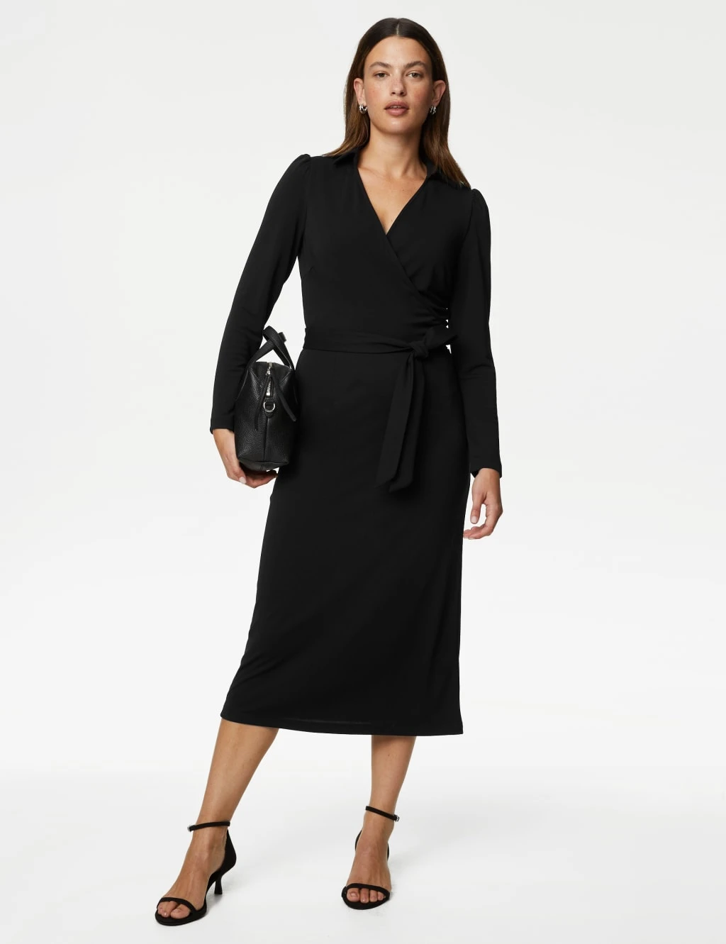 Collared Midi Wrap Dress 1 Collared Midi Wrap Dress