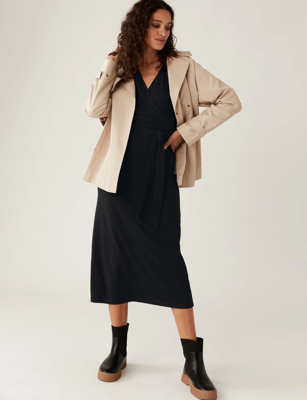 Collared Midi Wrap Dress 5 Collared Midi Wrap Dress - Image 5