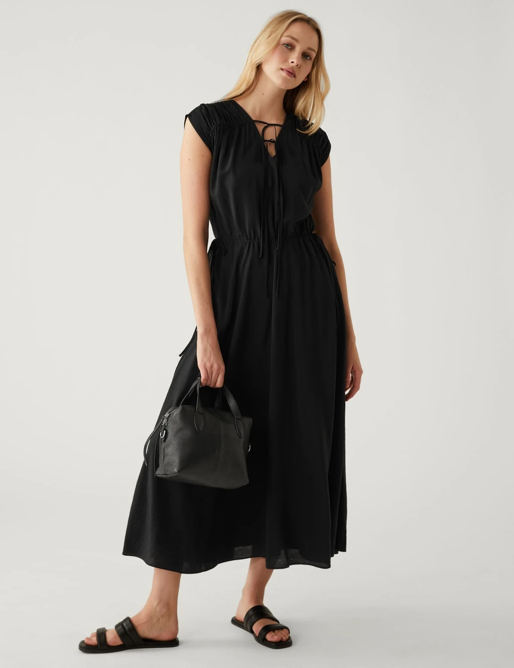 Tie Neck Midaxi Waisted Dress 4 Tie Neck Midaxi Waisted Dress - Image 4