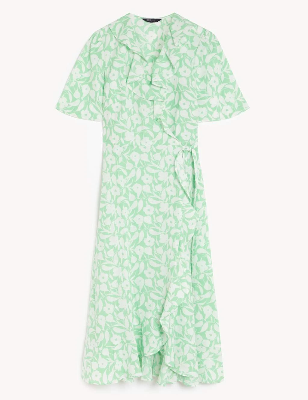 Linen Rich Floral V-Neck Midi Wrap Dress 2 Linen Rich Floral V-Neck Midi Wrap Dress - Image 2