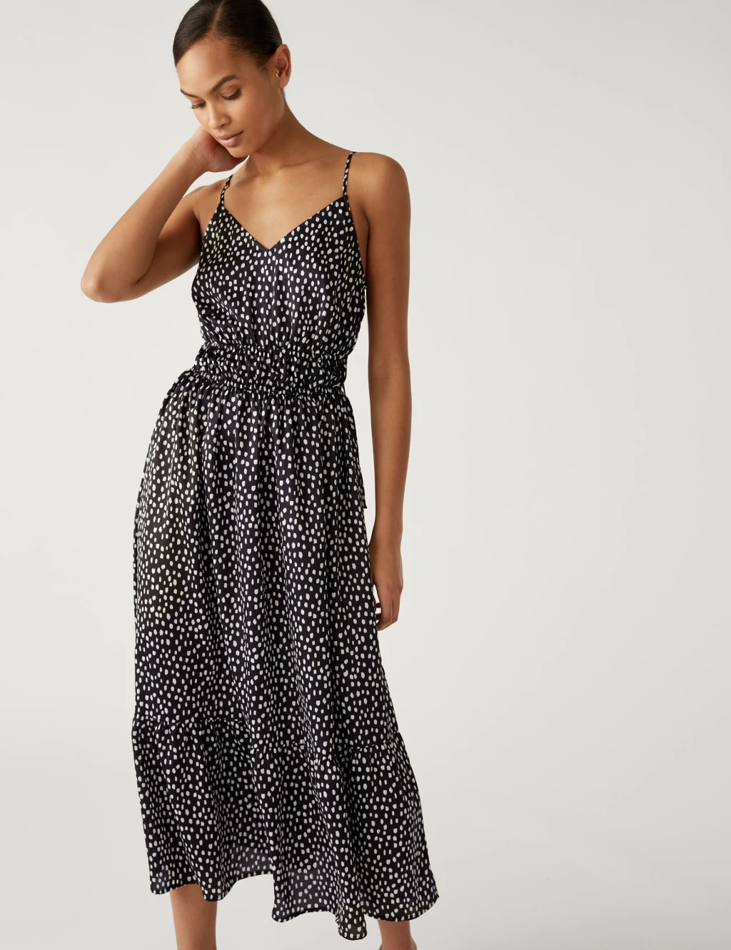 Printed V-Neck Midaxi Waisted Dress 3 Printed V-Neck Midaxi Waisted Dress - Image 3