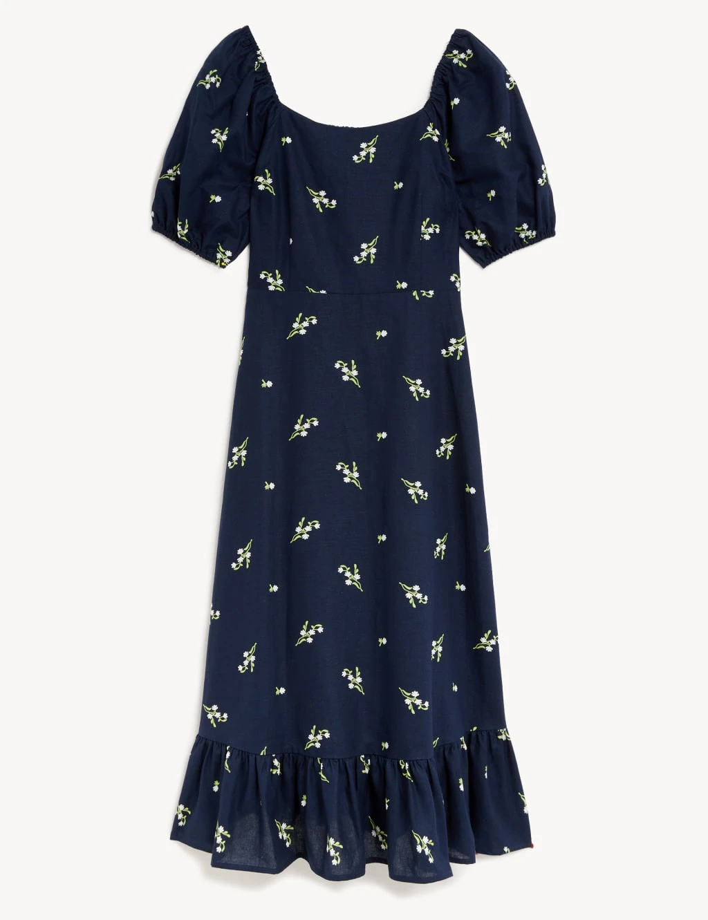 Linen Rich Floral Square Neck Midi Dress 2 Linen Rich Floral Square Neck Midi Dress - Image 2