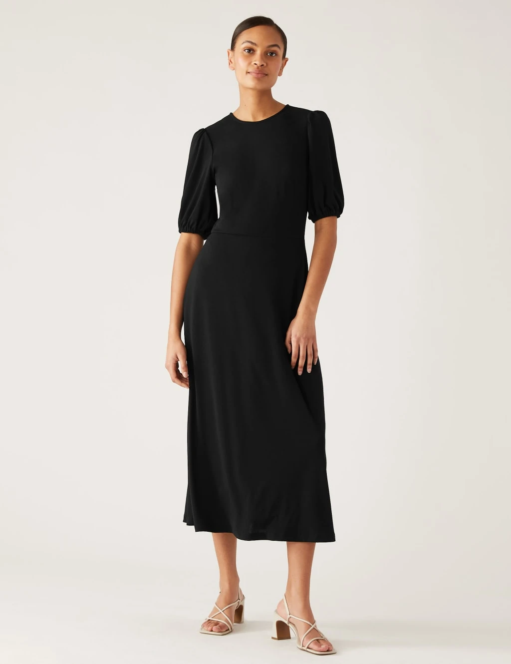 Jersey Round Neck Midi Tea Dress 3 Jersey Round Neck Midi Tea Dress - Image 3