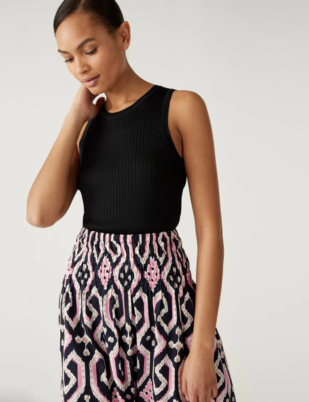 Pure Cotton Geometric Midaxi A-Line Skirt 3 Pure Cotton Geometric Midaxi A-Line Skirt - Image 3