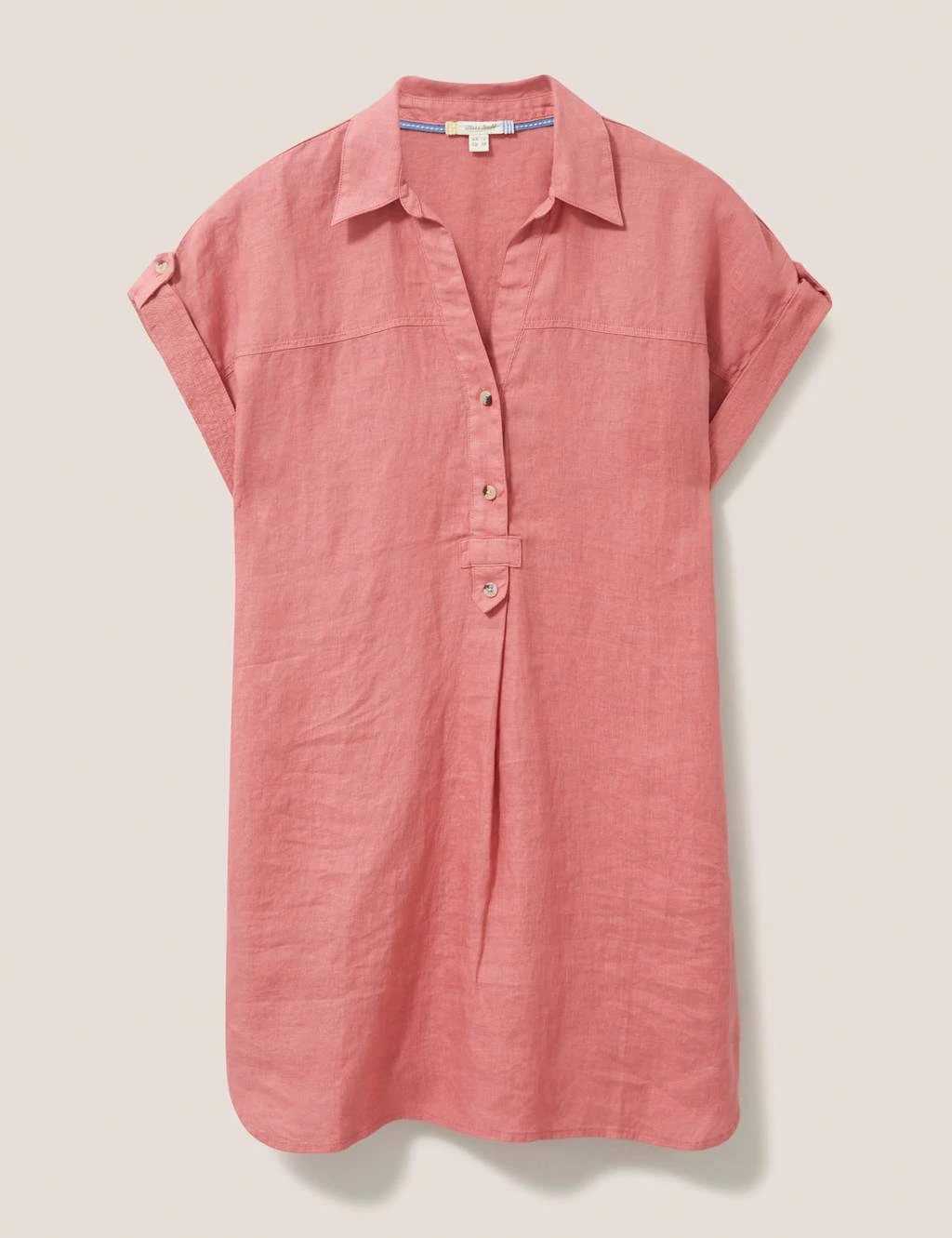 WHITE STUFF Pure Linen Collared Relaxed Tunic 2 WHITE STUFF Pure Linen Collared Relaxed Tunic - Image 2