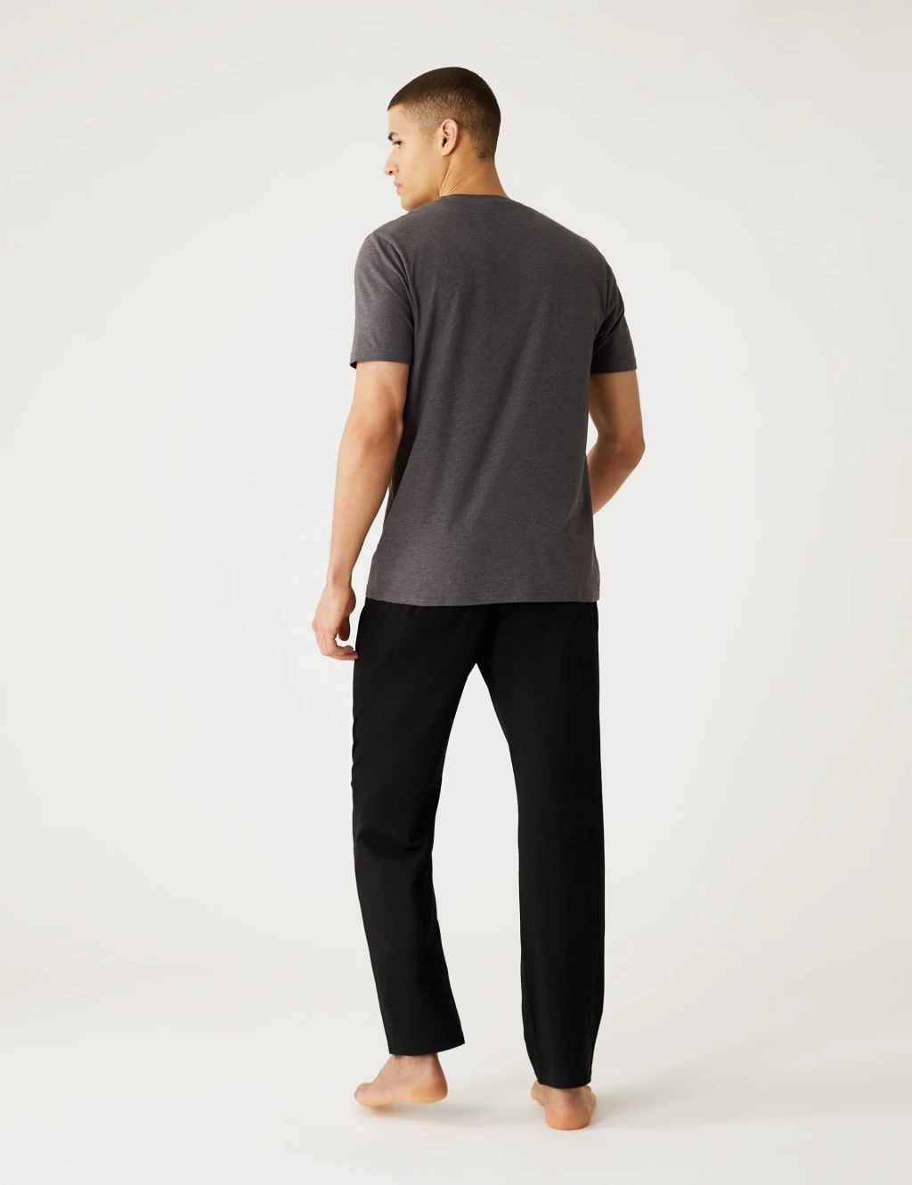 Cotton Rich Marl Effect Pyjama Set 3 Cotton Rich Marl Effect Pyjama Set - Image 3