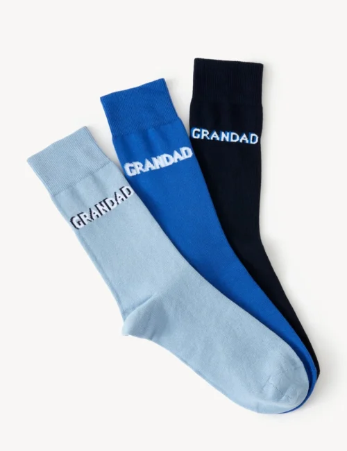 3pk Grandad Slogan Cotton Rich Socks