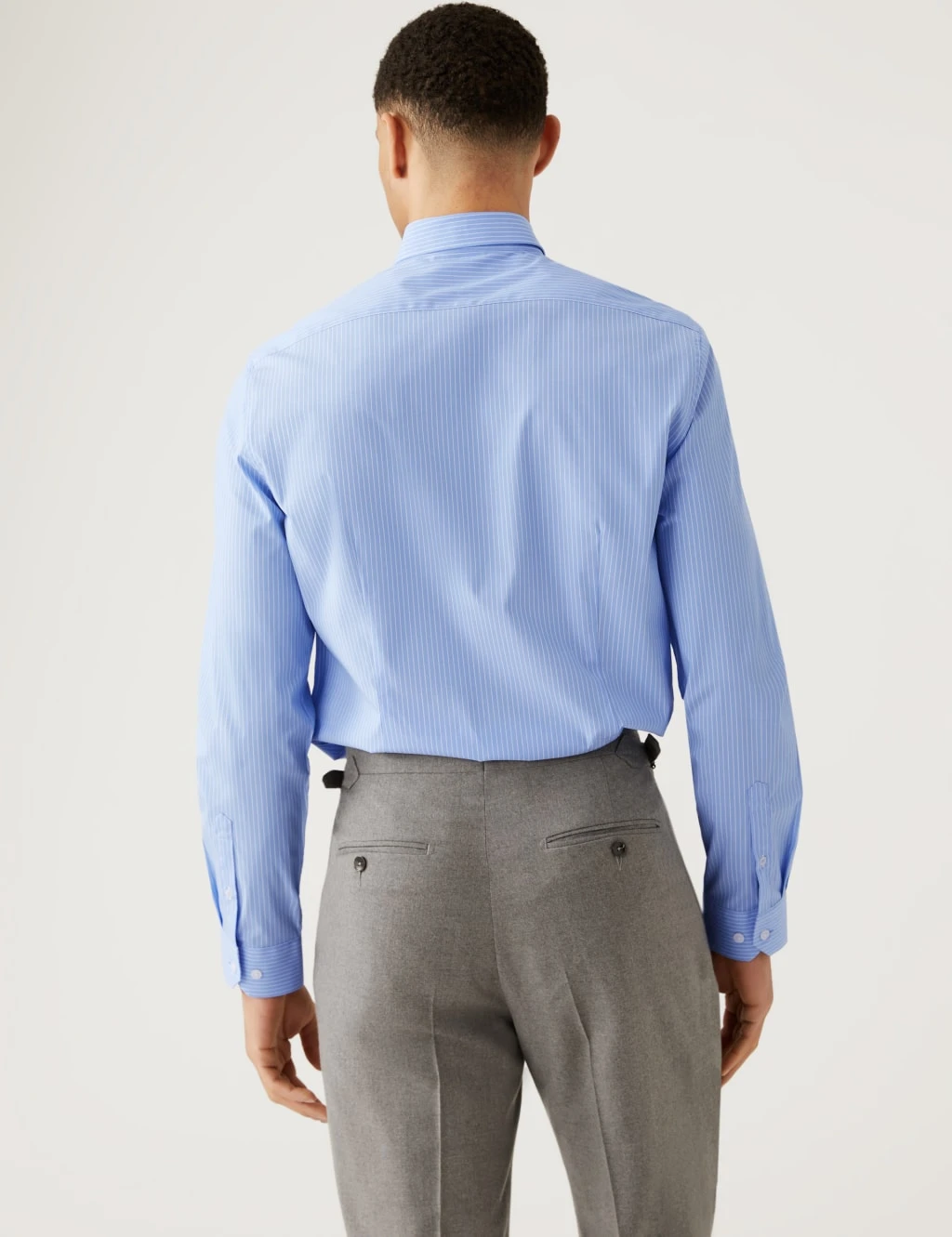 Slim Fit Cotton Rich Striped Shirt 4 Slim Fit Cotton Rich Striped Shirt - Image 4