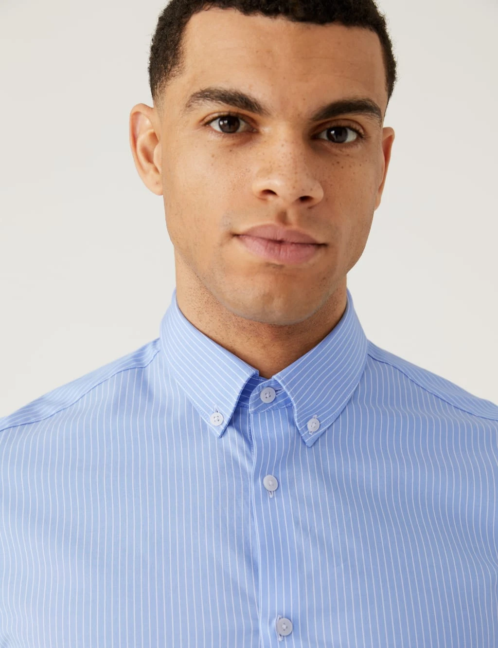 Slim Fit Cotton Rich Striped Shirt 5 Slim Fit Cotton Rich Striped Shirt - Image 5