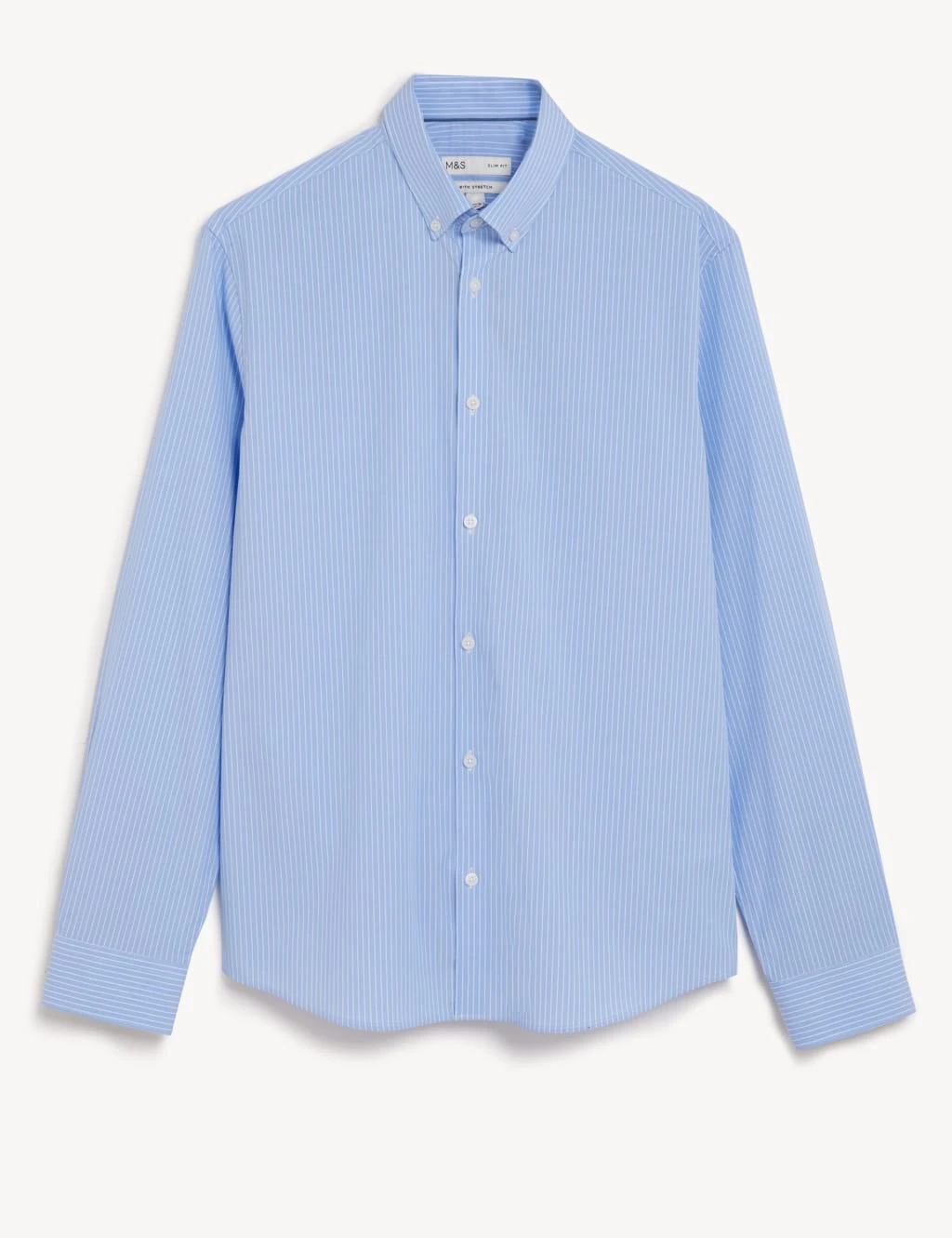 Slim Fit Cotton Rich Striped Shirt 2 Slim Fit Cotton Rich Striped Shirt - Image 2