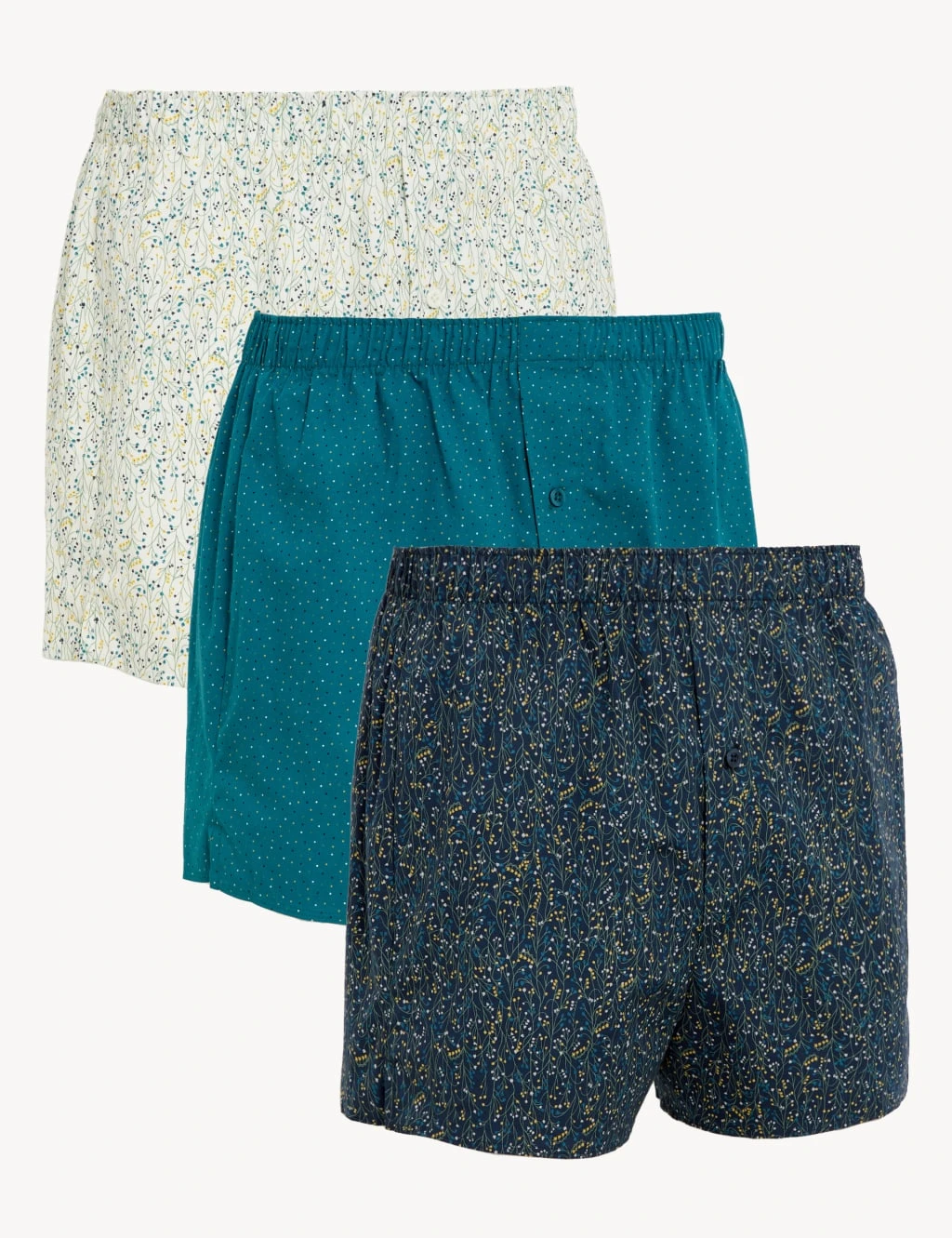 3pk Pure Cotton Assorted Woven Boxers 1 3pk Pure Cotton Assorted Woven Boxers