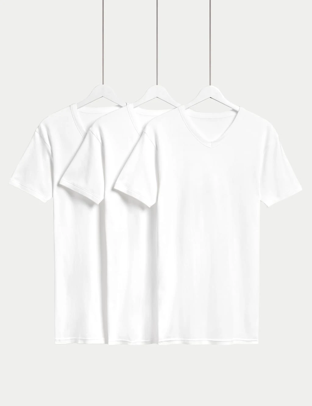 3pk Pure Cotton V-Neck T-Shirt Vests 1 3pk Pure Cotton V-Neck T-Shirt Vests